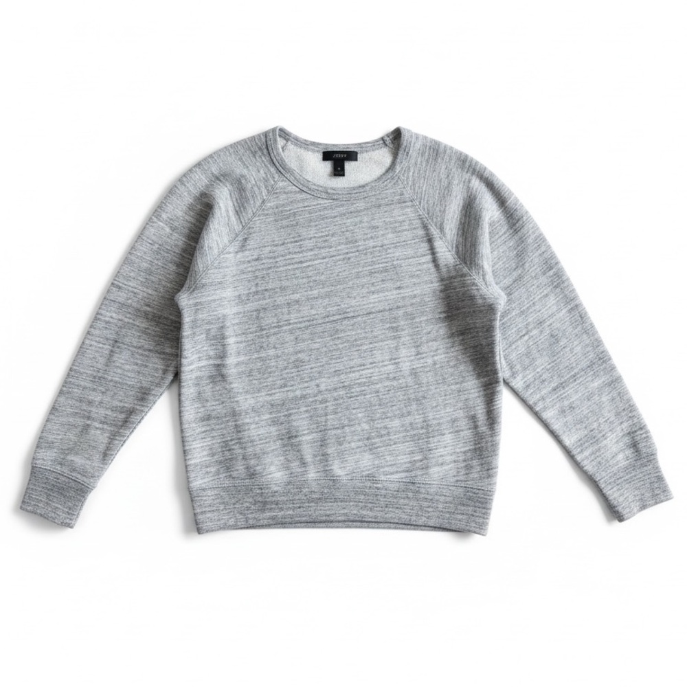 J. Crew Heathered Gray Terry Crewneck Sweatshirt Cozy Lounge Casual Travel XS
